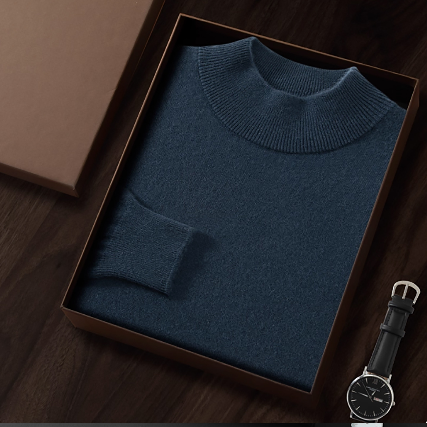 鄂尔多斯市100%羊绒衫男士加厚毛衣中年胖子打底羊毛衫加肥加大码