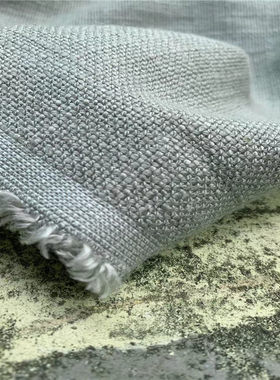 比利时进货加厚柔软灰绿色亚麻背面白线加固舒服亲肤沙发包包布料