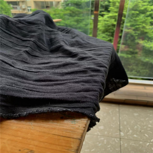 公司定制柔软亲肤黑色亚麻棉双层肌理皱软垂舒服裙子裤子服装布料