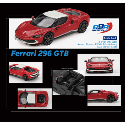 BBR 1:64 法拉利296 GTB Asseto Fiorano 致敬F2004 合金汽车模型