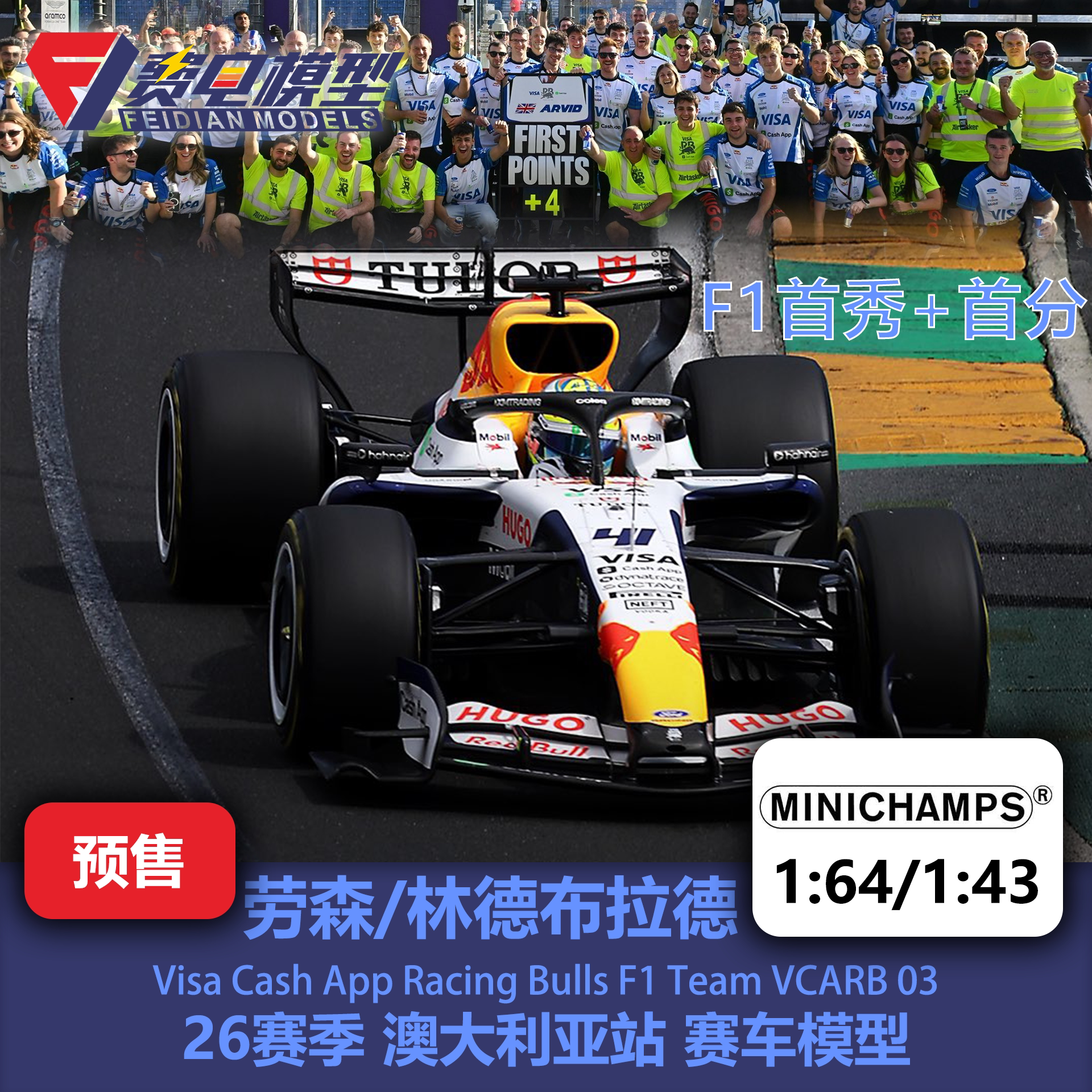 劳森/林德布拉德 小红牛VCARB03澳大利亚 F1赛车模型 迷你切 1/64图片