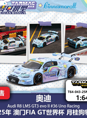 TW 1:64 奥迪R8 LMS GT3 evo II UNO Racing 月桂狗 合金汽车模型