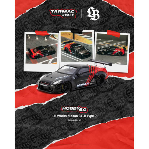 TW 1:64 日产Nissan GT-R Type 2 Advan LB 合金汽车模型