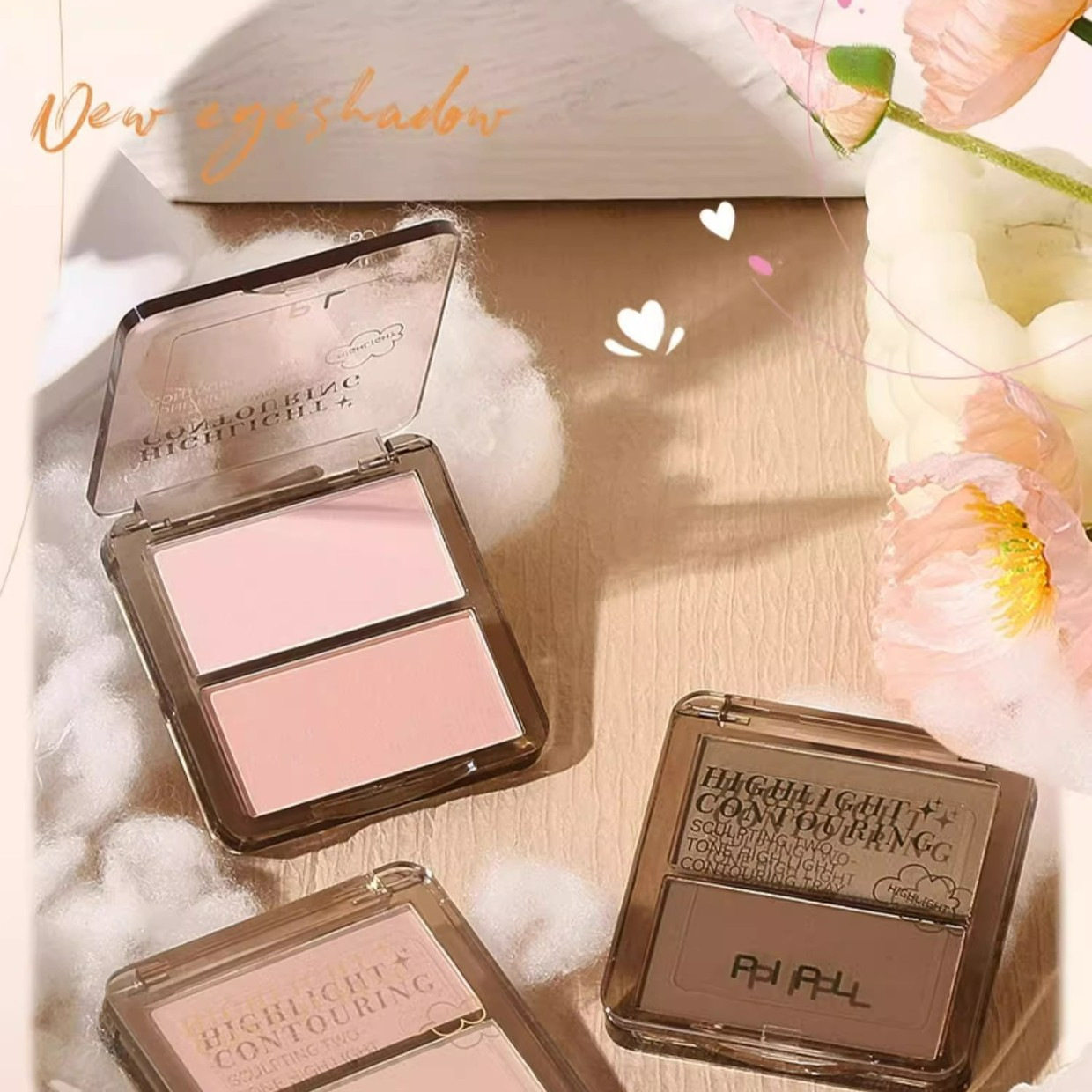 PIPL双色高光修容一体盘哑光自然立体阴影鼻影面部高光提亮腮红盘