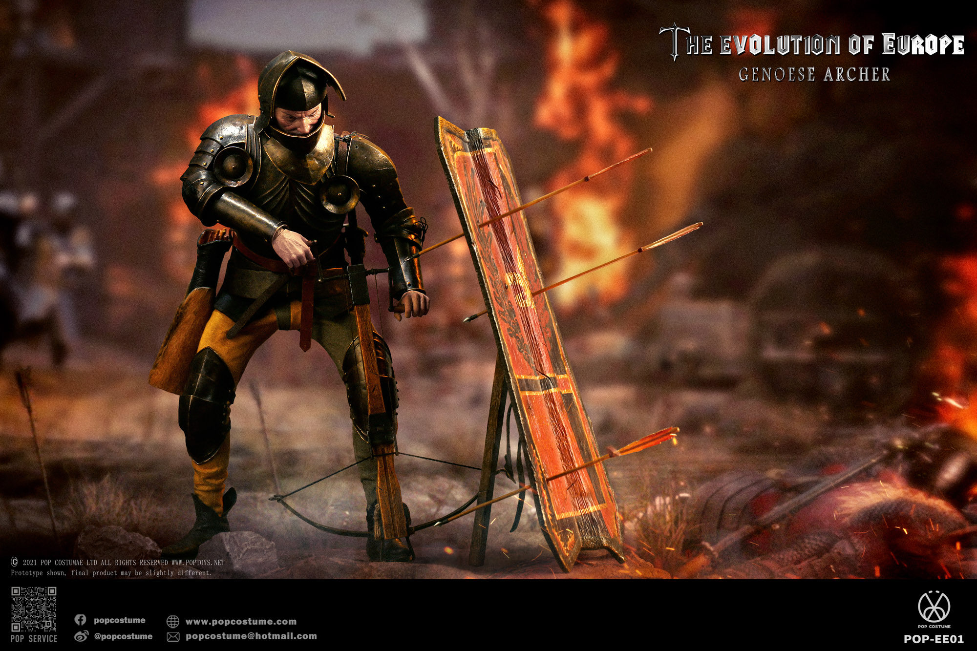 【售罄】pop costume 欧陆风云 1/6 热那亚弩手 克雷西战役1346