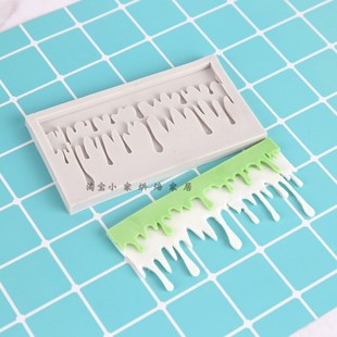 双层奶油滴落造型圣诞冰柱烘焙蛋糕围边装饰硅胶翻糖模具