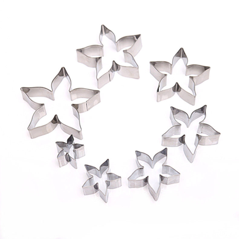 烘焙工具 不锈钢翻糖模具 玫瑰 牡丹花萼切模五瓣叶 五星花模