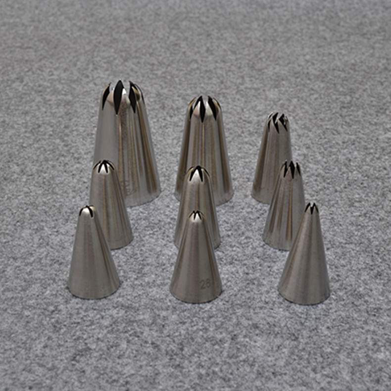 烘焙工具不锈钢无缝4/6/7/8齿奶油裱花嘴韩式豆沙裱花 30/35/15号