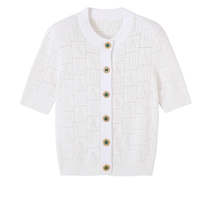 2025夏季新款镂空针织短袖T恤