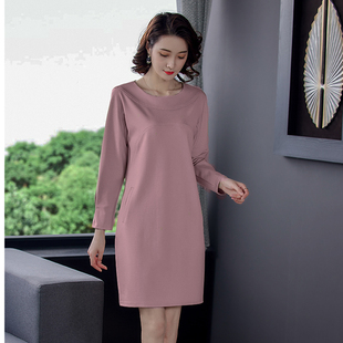 连衣裙高端面料简约气质宽松遮肚显瘦减龄女装 大码 春秋直筒中长款
