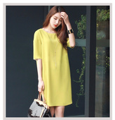 加大码 胖妹MM女装 时尚 2025夏款 中长款 园领宽松显瘦遮肚连衣裙