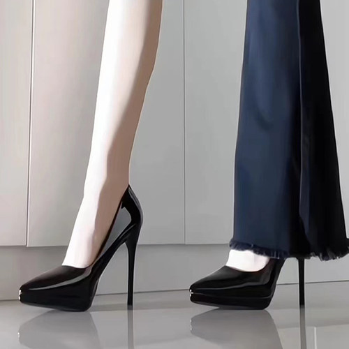 厚底防水台10cm细跟尖头超高跟鞋
