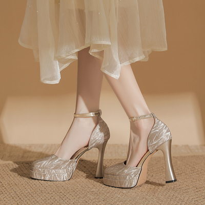 玛丽珍鞋防水台高跟鞋粗跟新娘鞋