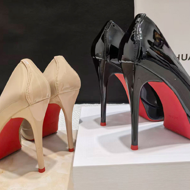 日常红底高跟鞋女漆皮2026春新款通勤尖头防水台气质细跟单鞋12CM