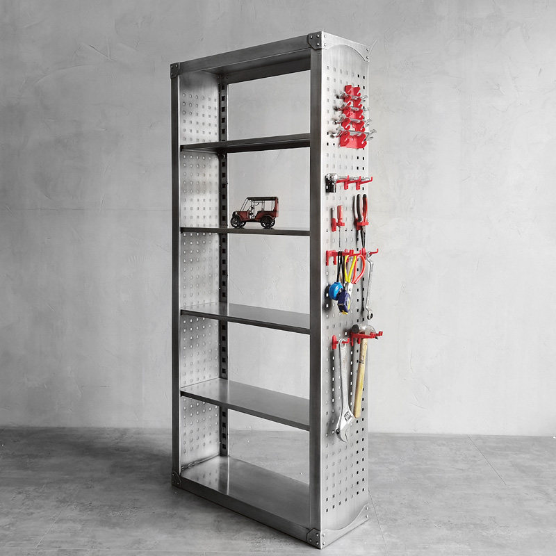 洞洞板工具架展示架货架复古工业风落地置物架铁艺书架多层收纳架