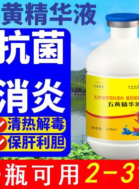 五黄精华液水产养殖腐皮烂鳃灵肠道问题红体白斑清热解毒抗菌保肝