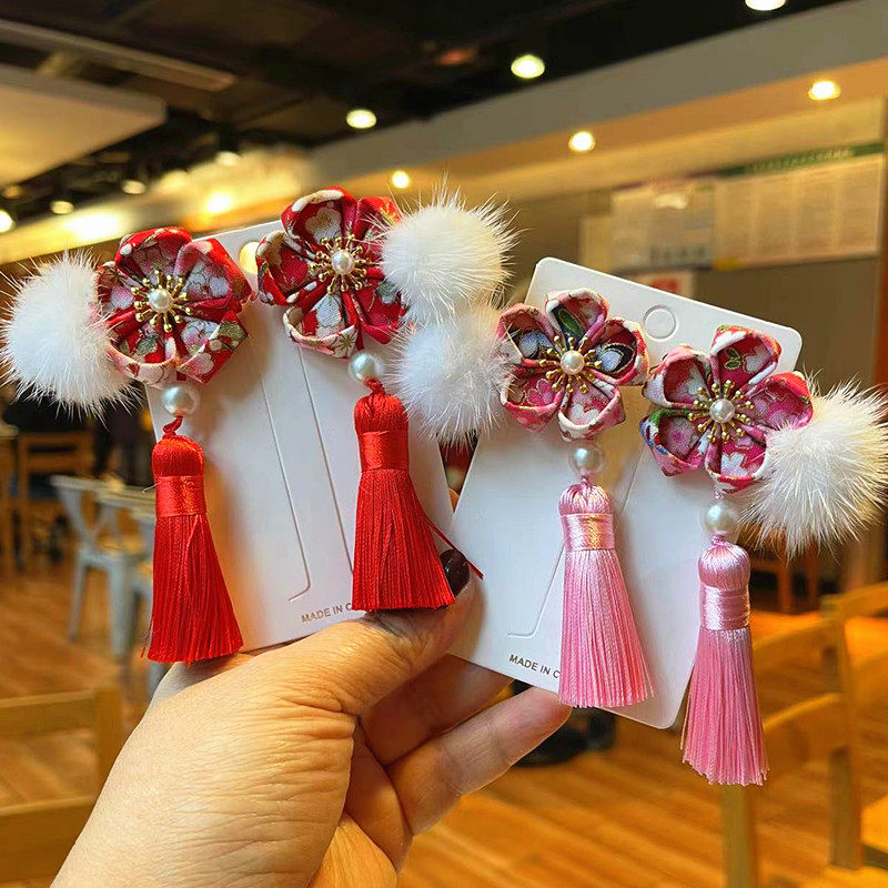 小女孩过年喜庆发夹儿童新年流苏中国风发饰女童汉服头饰国潮发卡
