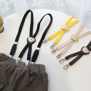 小孩背带夹男童优质进口小熊X型宝宝裤 带 子背带夹女防滑儿童吊裤