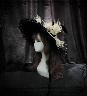 原创 *刺*普蒂亚  女巫帽 Gothic Lolita 万圣节华丽版 魔女帽子