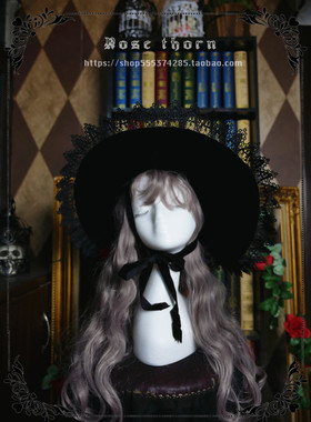 *黑巫师*百搭基础款魔女帽  Lolita厚绒日常巫师帽 巫女帽万圣节