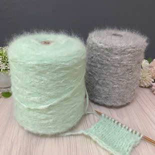 标价250克 薄荷绿粗马海毛35羊驼毛柔软手工编织围巾毛衣披肩毛线