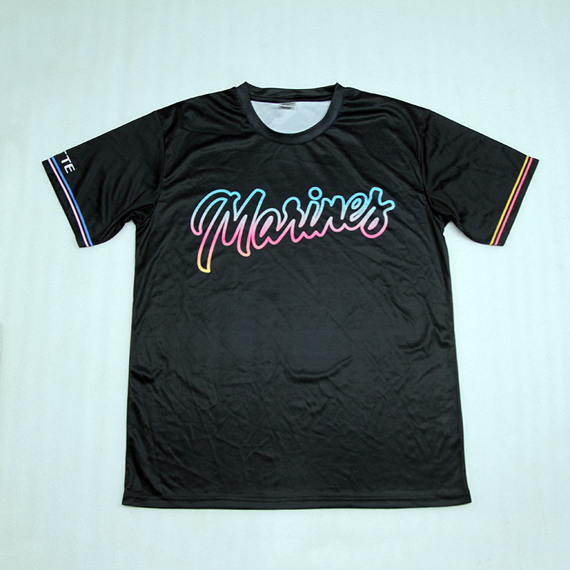 外贸男夏季薄款速干套头短袖运动T恤户外印花棒球服球衣圆领半袖