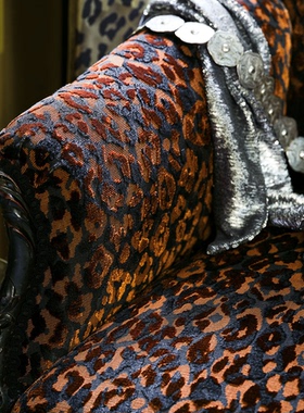 Romo英国原装进口面料Trixie Amber现代美式沙发天鹅绒豹纹里图案