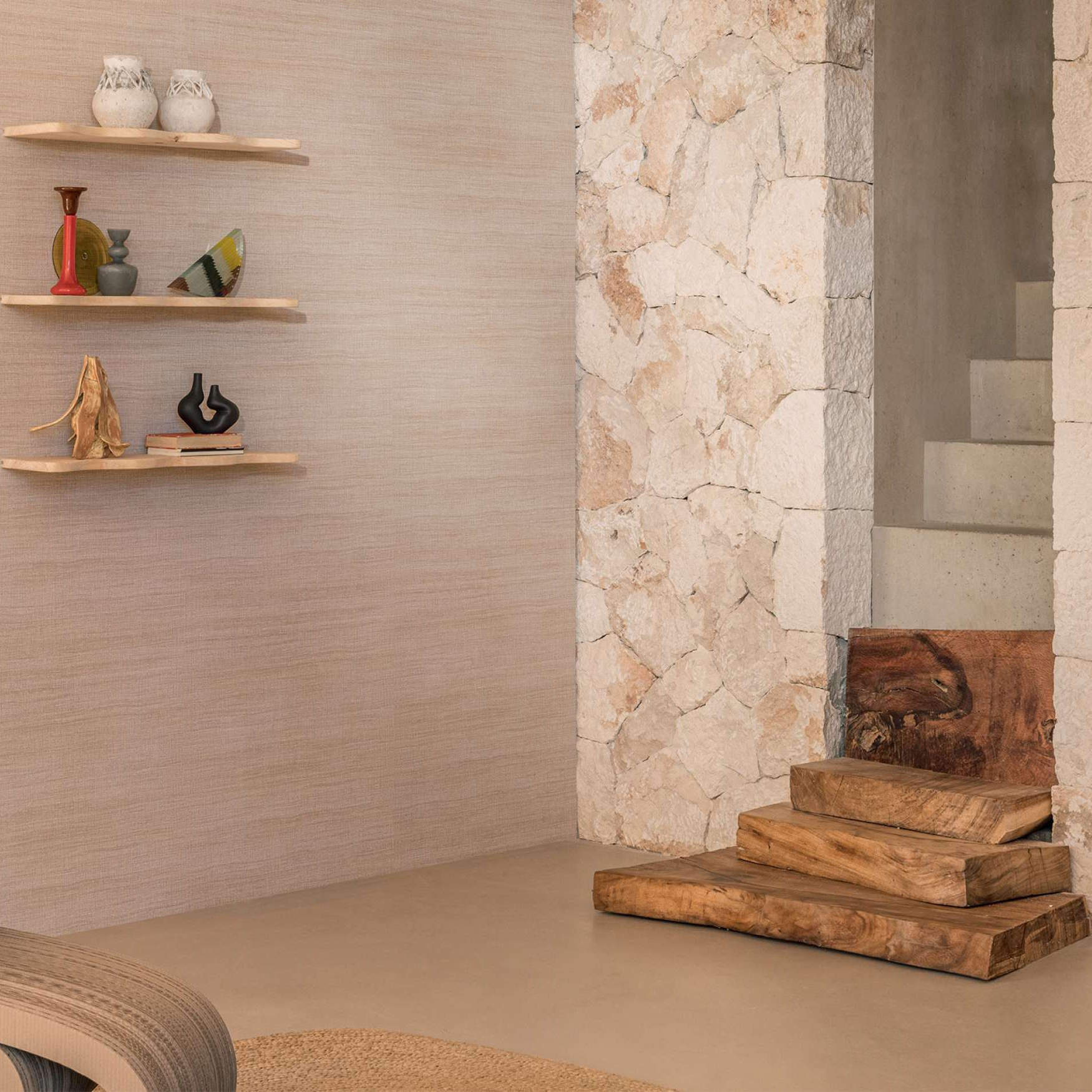 法国原装进口elitis壁纸Rhea北欧风乙烯基纹理防亚麻客厅卧室墙纸