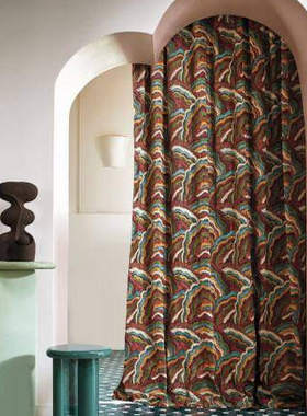 casamance法国进口面料Annella抽象刺绣贝类珊瑚图案靠垫窗帘纱线