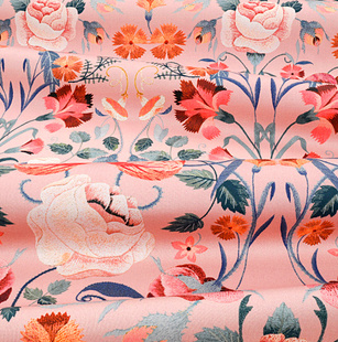 Romo英国原装 印花图案客厅窗帘布料花卉图 进口面料Bonita现代美式