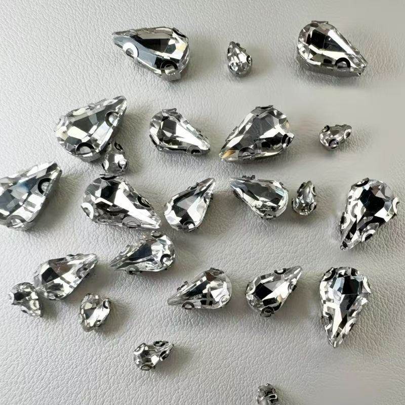 手缝钻爪钻白色亮钻玻璃钻DIY饰品配件水滴耳朵爪鞋子衣服装饰钻