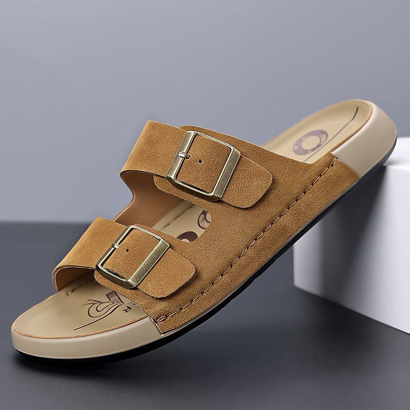 亚利桑那勃肯鞋软木双扣拖鞋反绒牛皮外穿懒人男女复古