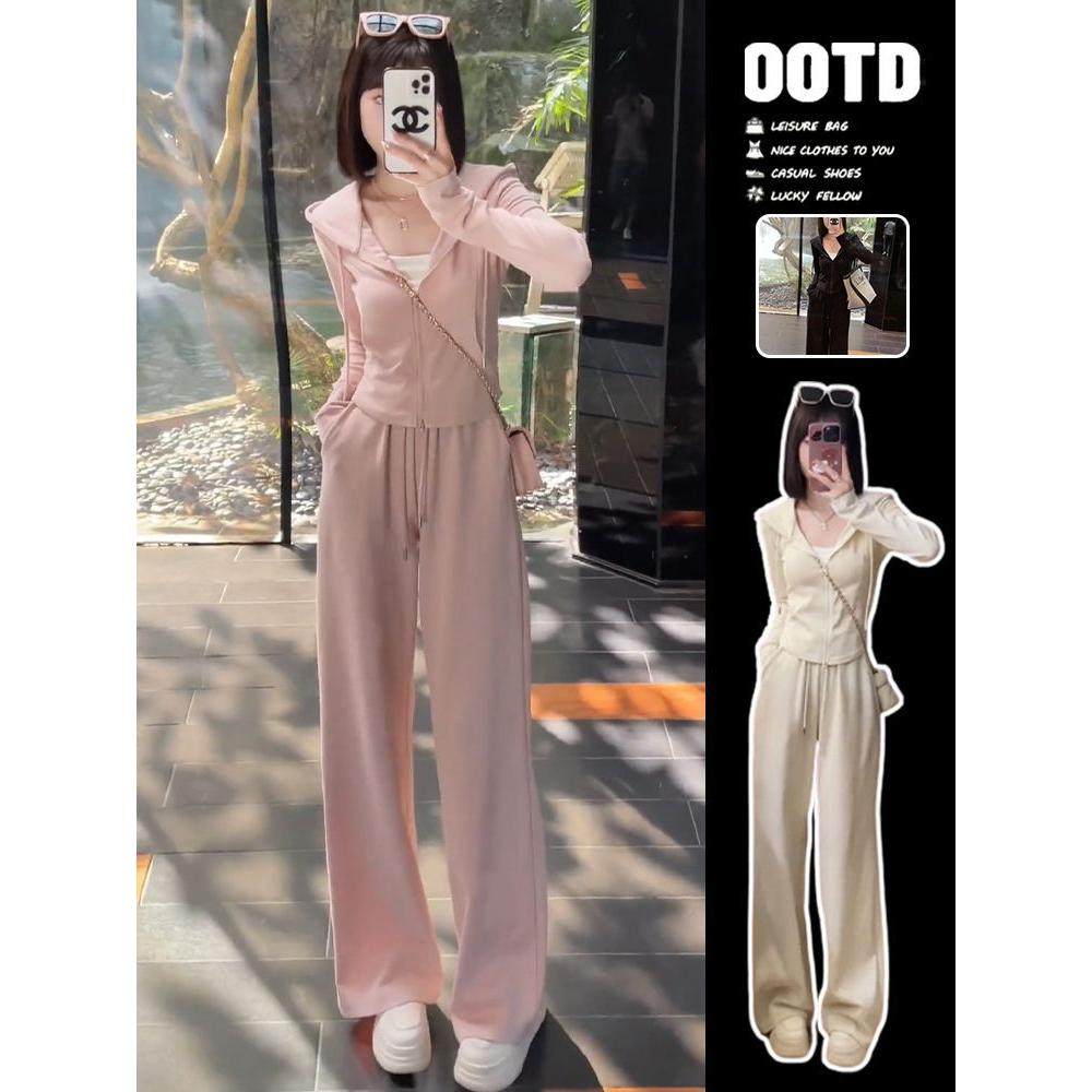 大码春秋季时尚洋气高级感显瘦两件套女连帽卫衣休闲运动套装胖mm,女装/女士精品,时尚套装,淘宝优惠券,粉丝福利购,淘宝优惠卷