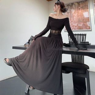 裙气质一整套穿搭秋季 法式 御姐独特绝美一字肩上衣半身裙两件套装