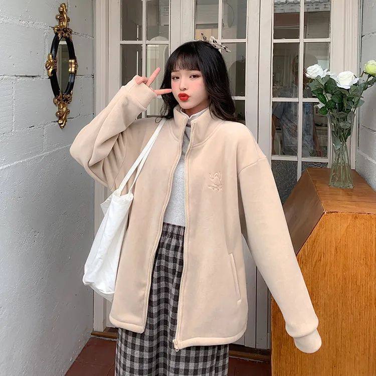 巨暖小火炉加厚奥利绒刺绣高领拉链卫衣开衫女保暖绒衫摇粒绒外套,女装/女士精品,短外套,淘宝优惠券,粉丝福利购,淘宝优惠卷