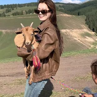 美式复古棕色皮衣外套女2026秋季新款小个子高级感pu皮机车夹克女