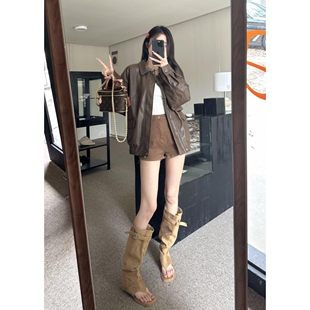 小香风皮衣短外套2026年女士新款秋冬季美式小个子皮夹克春秋上衣