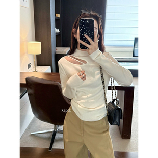 KAPOK 修身 2025冬季 韩版 显瘦镂空小高龄打底针织毛衣25877 新款