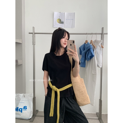 奶思家NICE STUDIO-2026夏上新Kitty猫刺绣短袖T恤(单件T恤)L8855