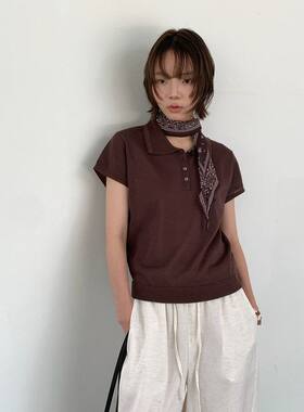 6UP 2026夏季新款韩系氛围感polo领毛衣女百搭慵懒纯色上衣60388