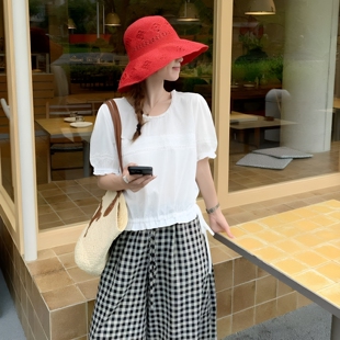 苏珊SUSAN 温柔小衫女荷叶摆蕾丝拼接减龄2026夏季短袖衬衫5261S