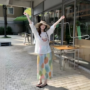 苏珊SUSAN 2026夏季新款彩虹色松紧腰半身裙女高腰显瘦裙子5556S