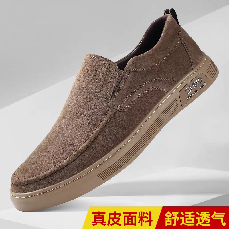 男鞋真皮2025春秋季新款男士休闲软底一脚蹬懒人鞋百搭透气单鞋子