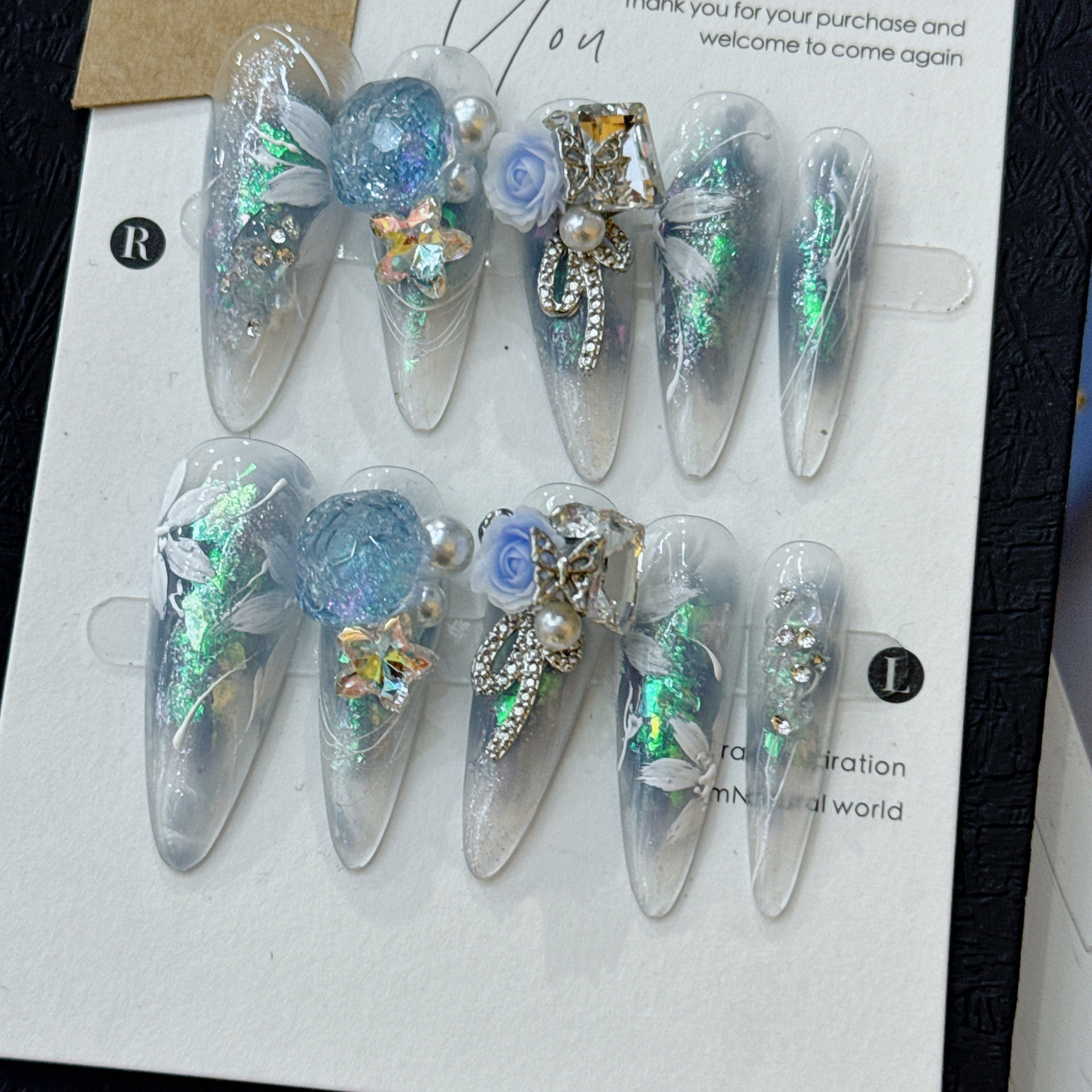 海底星空超仙气手工穿戴甲极光蓝莓冰沙玫瑰冰透显白长尖款少女心,彩妆/香水/美妆工具,穿戴甲/甲片,淘宝优惠券,粉丝福利购,淘宝优惠卷