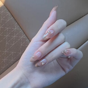 初秋清冷少女心美甲贴片新款 猫眼碎钻 假指甲贴平价穿戴甲片法式