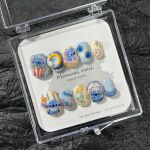 史迪奇可爱卡通史迪仔蓝色短款显白图案少女童趣可拆卸穿戴甲片