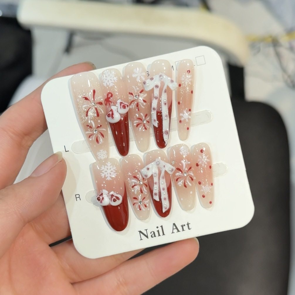 财源滚滚纯手工穿戴甲红色新年款美甲贴片可重复佩戴指甲贴少女风,彩妆/香水/美妆工具,穿戴甲/甲片,淘宝优惠券,粉丝福利购,淘宝优惠卷