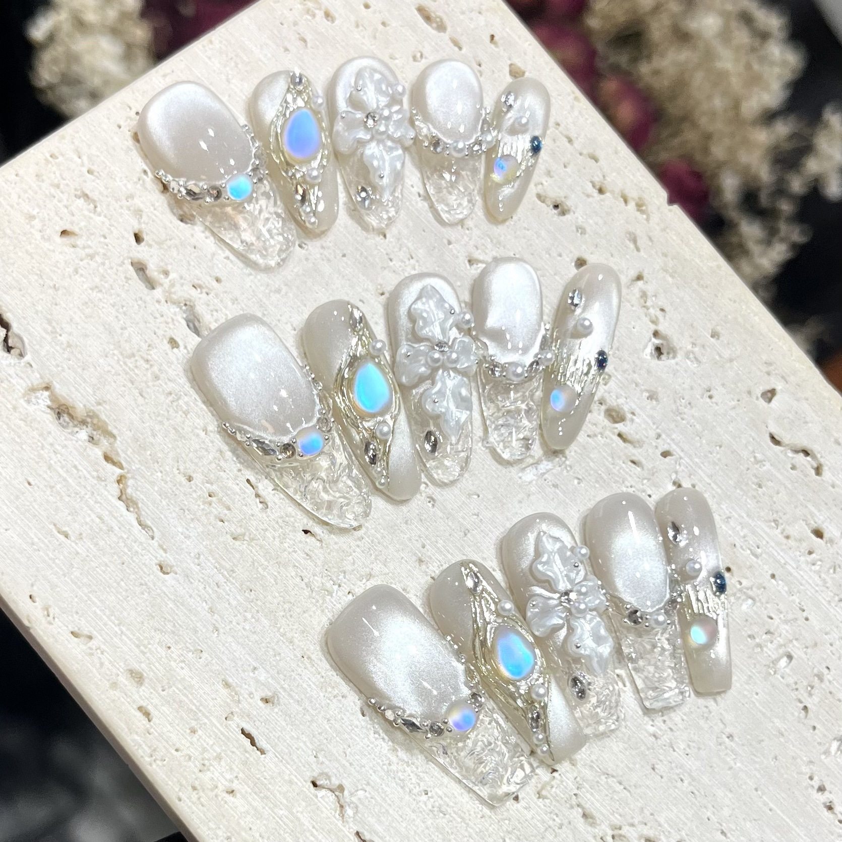 纯手工穿戴甲雪莲花美甲高级感亮片氛围感辣妹显白爆闪甜酷甜妹,彩妆/香水/美妆工具,穿戴甲/甲片,淘宝优惠券,粉丝福利购,淘宝优惠卷