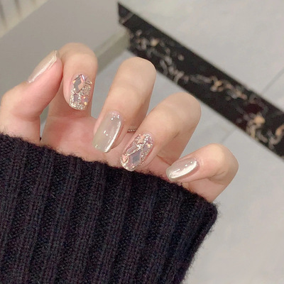 美拉德青柠猫眼爆闪小清新穿戴甲