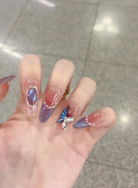 蝶梦清影穿戴甲紫色法式美甲指甲贴片2025年新款春夏温柔穿戴式